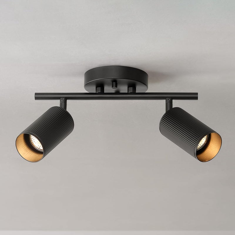 Globe Electric 64000114 2-Light Track Lighting Spotlight, Matte Black Finish, Ribbed Shades, Adjustable Heads, Compact 12-Inch Fixture, GU10 Base, Easy Installation - Image 5